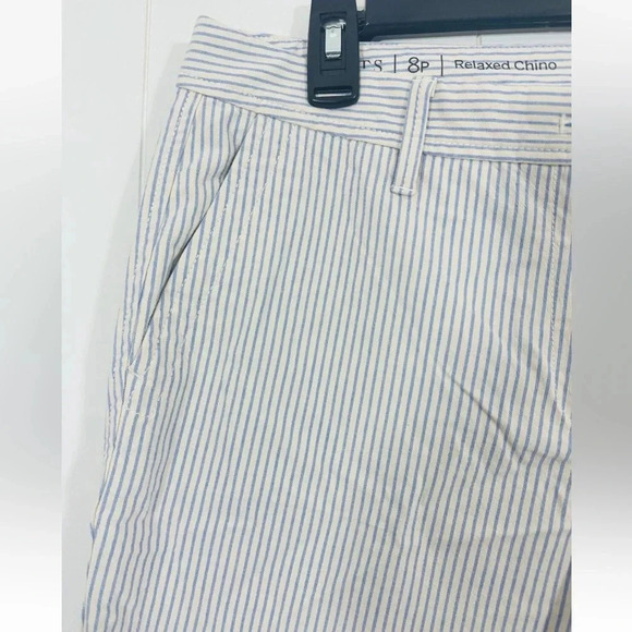 Talbots Relaxed Chino Ankle Length Blue/White stripped pants Sz 8 Petite - Picture 3 of 8